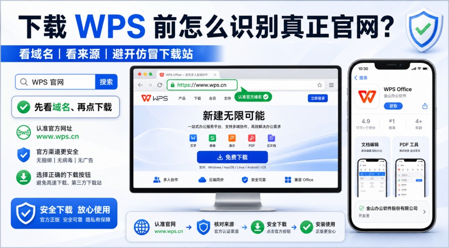 识别真正 WPS 官网下载页面教程封面