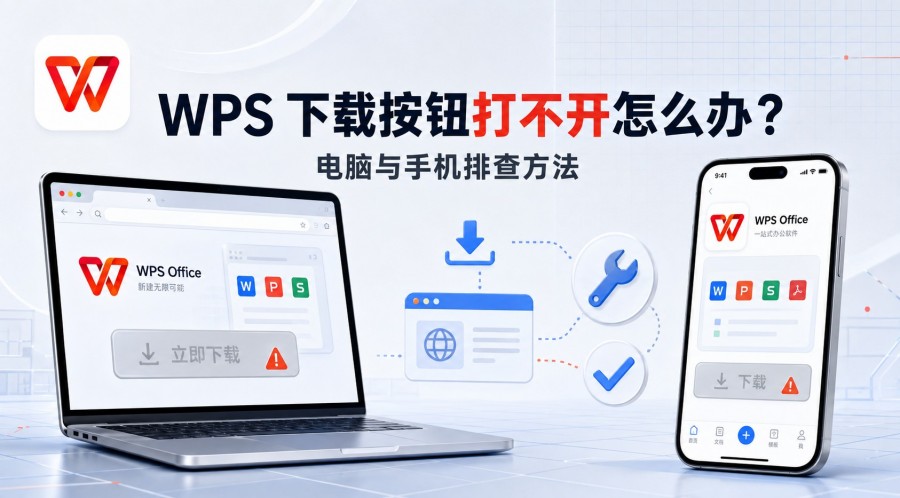 WPS 下载按钮打不开电脑与手机排查指南封面
