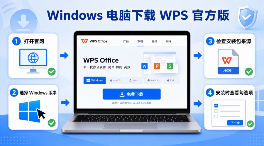 Windows 电脑安装 WPS 官方版时检查安装选项