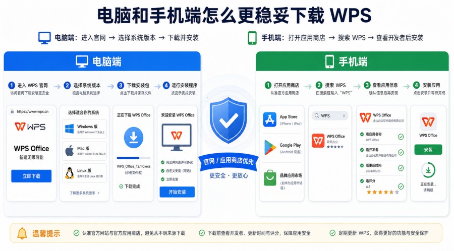 检查 WPS 官方下载页面域名和下载按钮