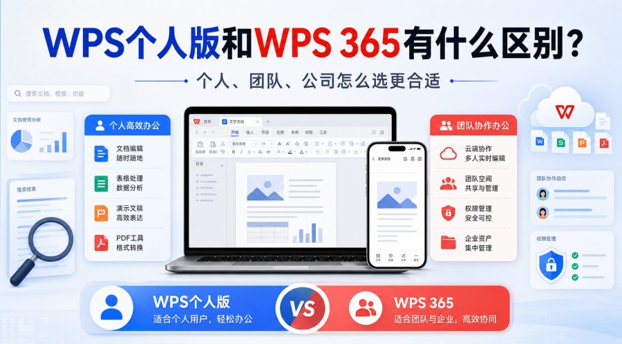 WPS 个人版和 WPS 365 区别对比封面