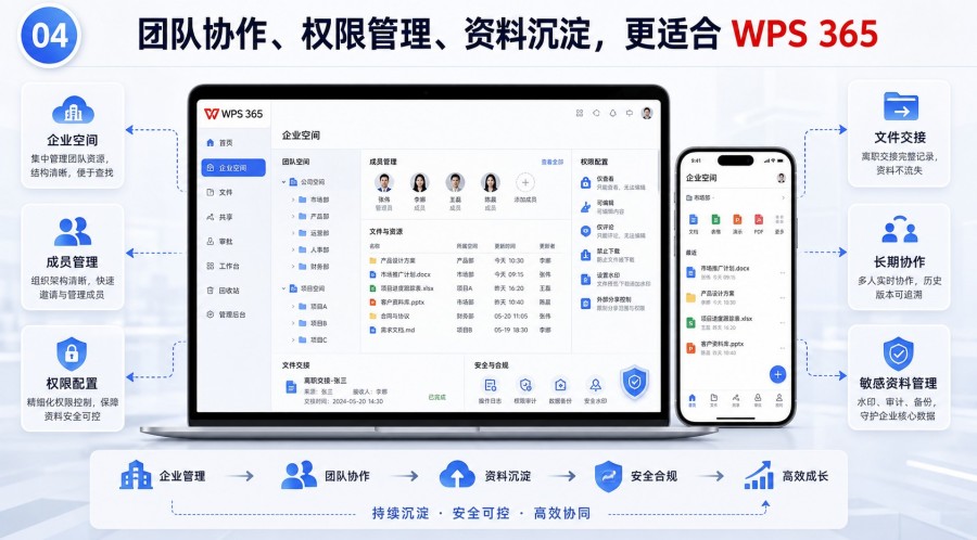 WPS 365 团队协作和企业权限管理场景