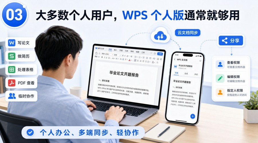 WPS 个人版适合个人办公和会员功能选择